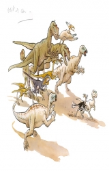Mimo sur les traces des dinosaures, dans les pas du dessinateur Mazan
